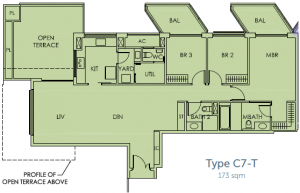 Sky Habitat Floor Plans :: 3 Bedroom Terrace Unit